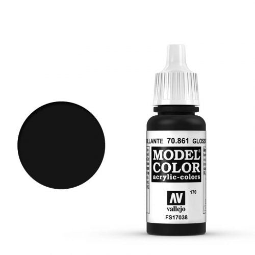 Vallejo Model Color: 170 Tiefschwarz(Lack), 17 ml (Glossy Black), 17 ml (861)