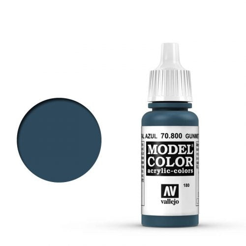 Vallejo Model Color: 180 Blauer Stahl (Gunmetal Blue), 17 ml (800)