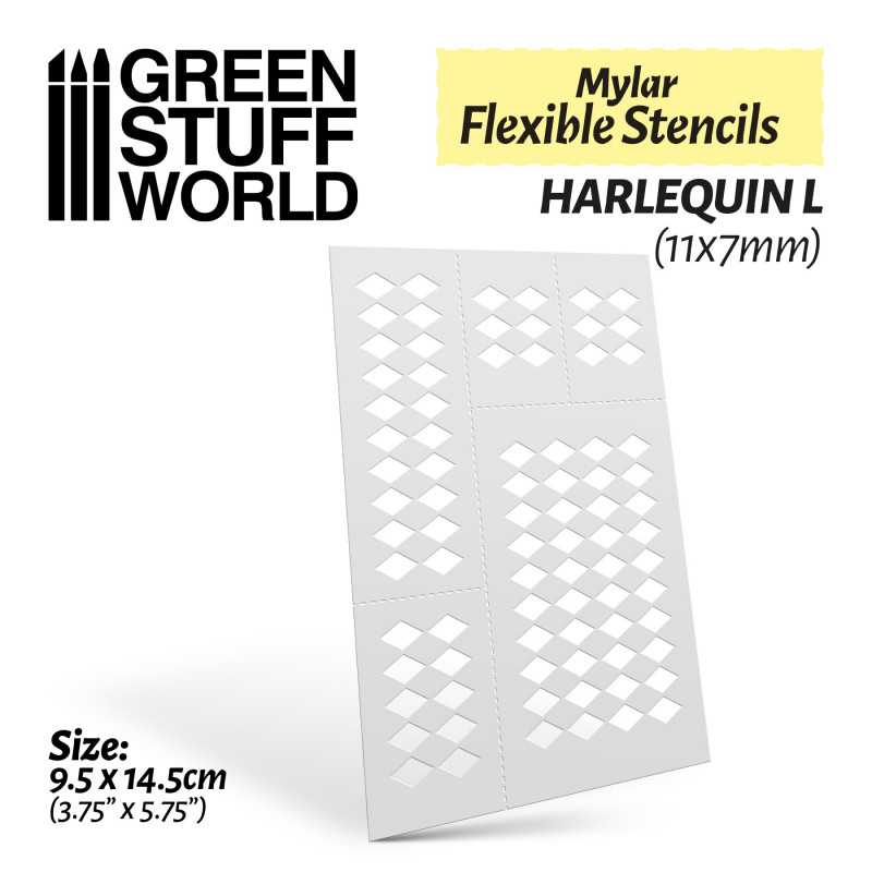 Green Stuff World - Flexible Schablonen - HARLEKIN L (11x7mm) - Flexible Stencils - HARLEQUIN L (11x7mm)