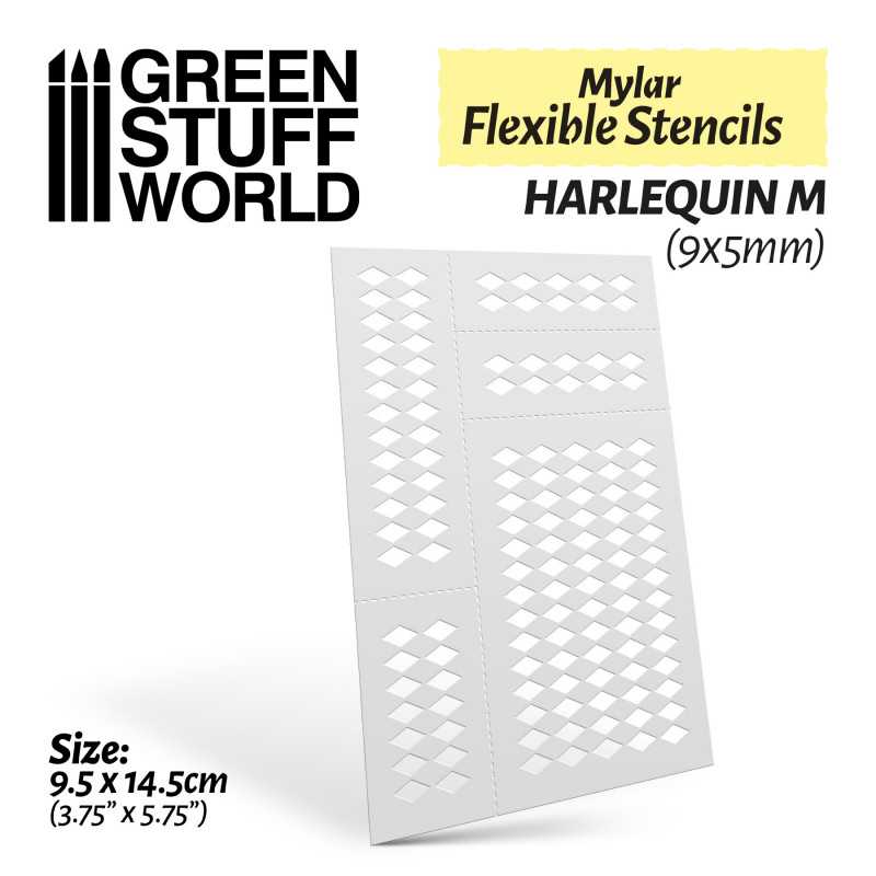 Green Stuff World - Flexible Schablonen - HARLEKIN M (9x5mm) - Flexible Stencils - HARLEQUIN M (9x5mm)