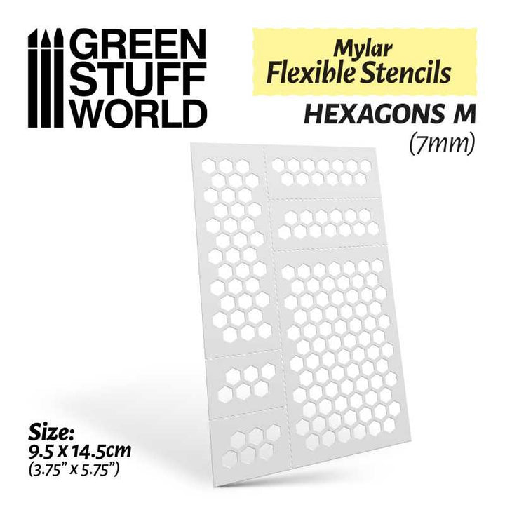 Green Stuff World - Flexible Schablonen - HEXAGONS M (7mm) - Flexible Stencils - HEXAGONS M (7mm)