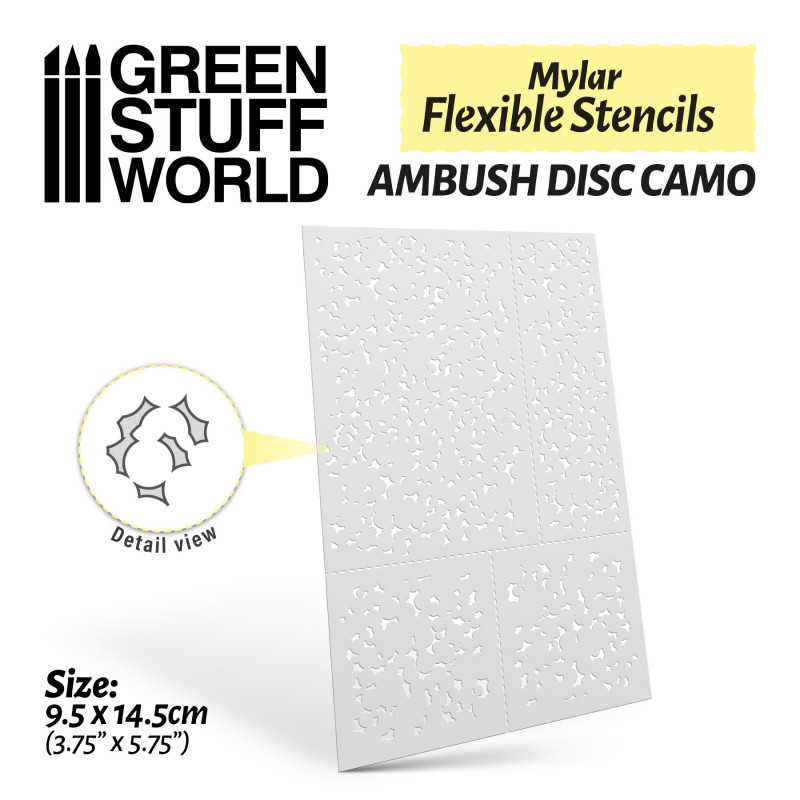 Green Stuff World - Flexible Schablonen - Hinterhalt Disc Camo (Verschiedene Größen) - Flexible Stencils - AMBUSH DISC CAMO (Various Sizes)
