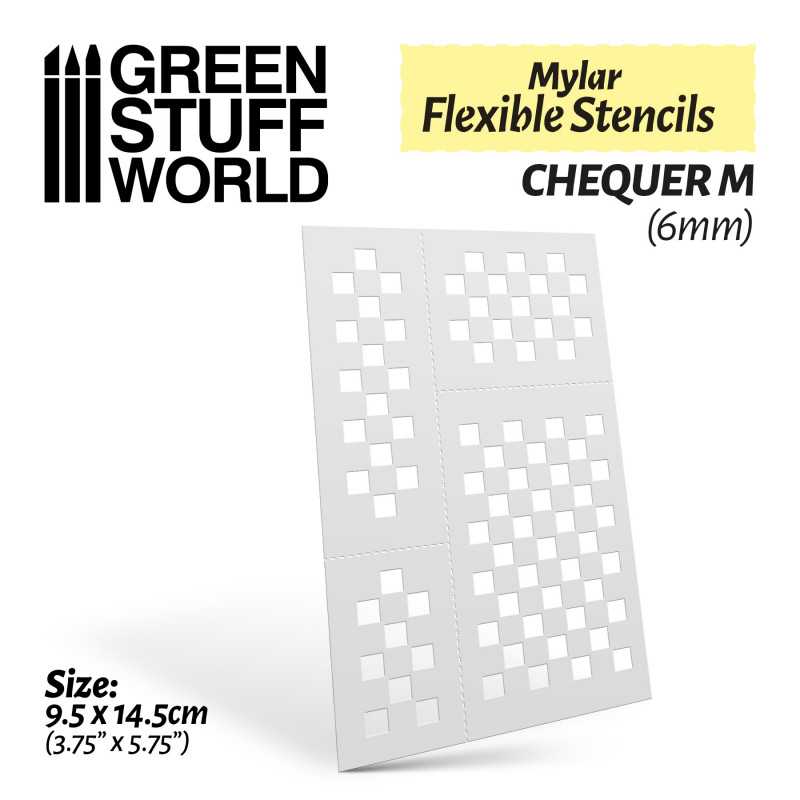 Green Stuff World - Flexible Schablonen - QUADRATE M (6mm) - Flexible Stencils - CHEQUER M (6mm)