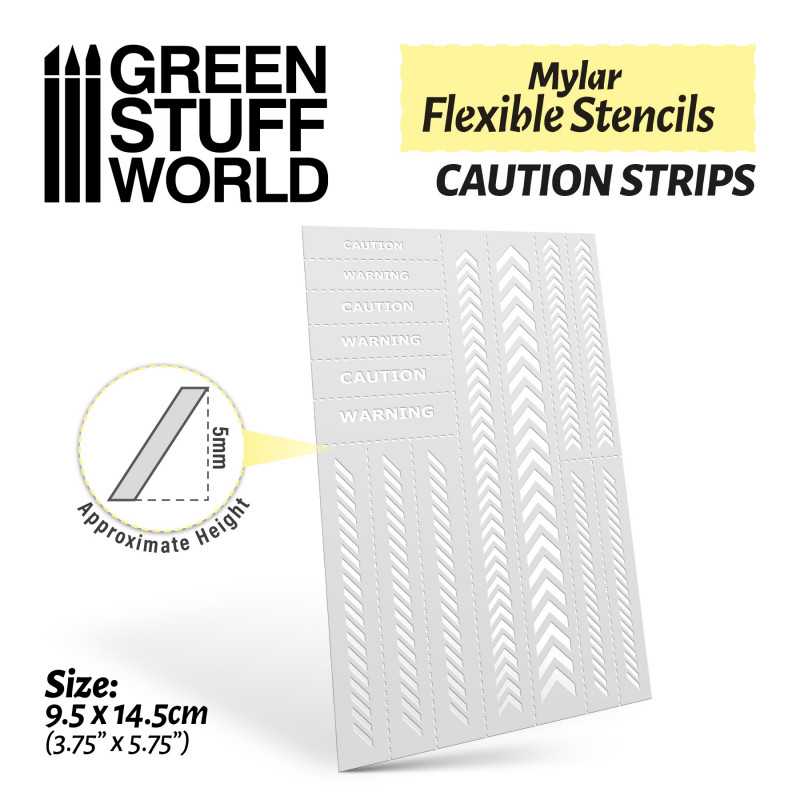 Green Stuff World - Flexible Schablonen - Vorsichtsstreifen (ca. 5 mm) - Flexible Stencils - Caution Strips (5mm aprox.)