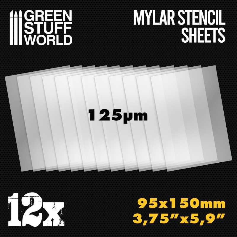 Green Stuff World - Kleine Mylar-Schablonenblätter x12 - Small Mylar Stencil Sheets x12
