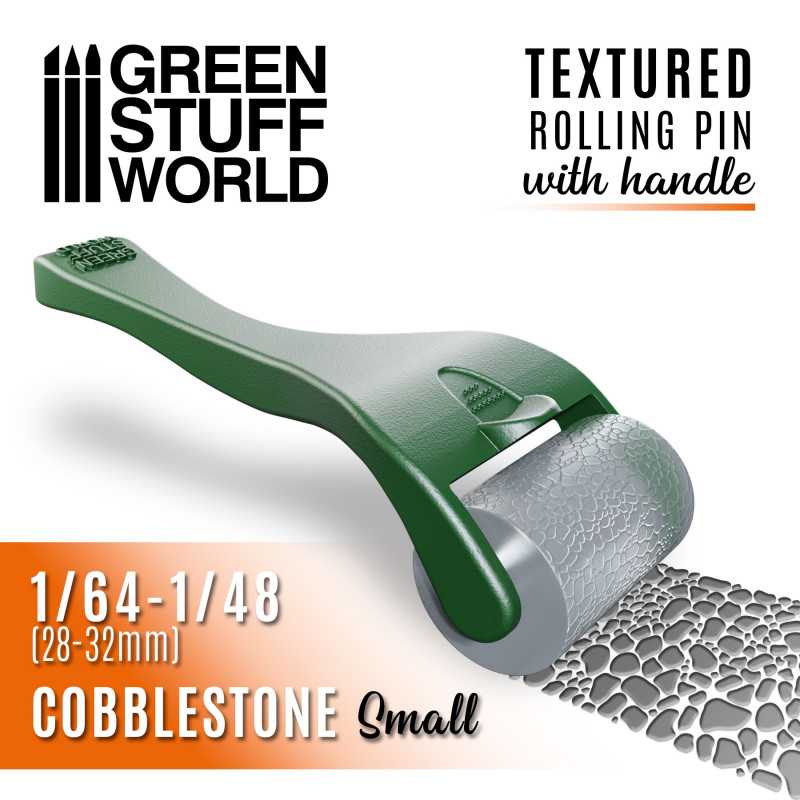 Green Stuff World - Strukturierte Walze mit Griff - Kleine Kopfsteinpflaster - Rolling pin with Handle - Cobblestone Small