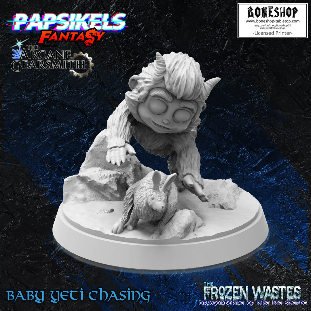 The Frozen Wastes „Baby Yeti Chasing" 28mm - 35mm | RPG | DnD | Boneshop