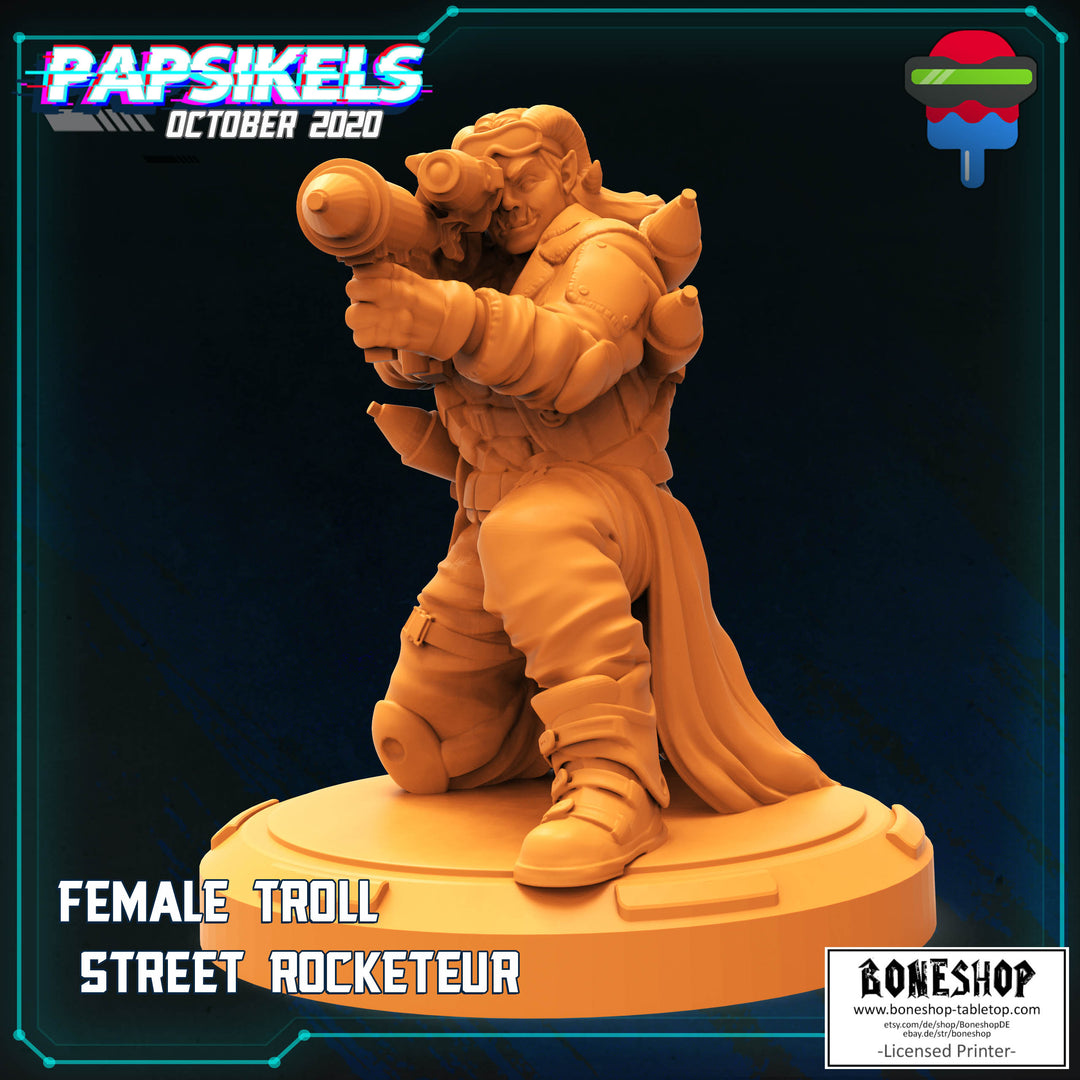 Pack 10 „Female Troll Street Rocketeur" 28mm - 35mm | Cyberpunk | RPG | Boneshop