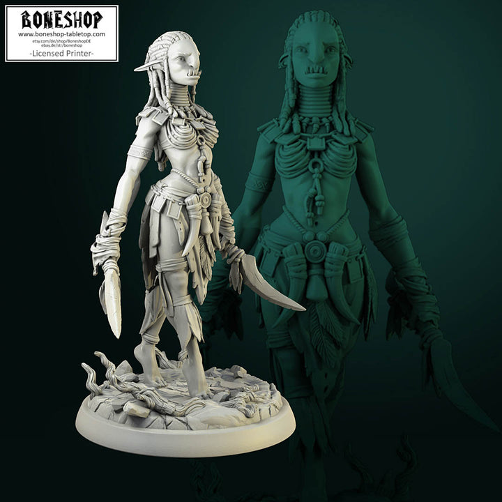 Barren Raiders „Trollgirl V2 75mm BOSS“ White Werewolf Tavern 28mm-35mm Boneshop