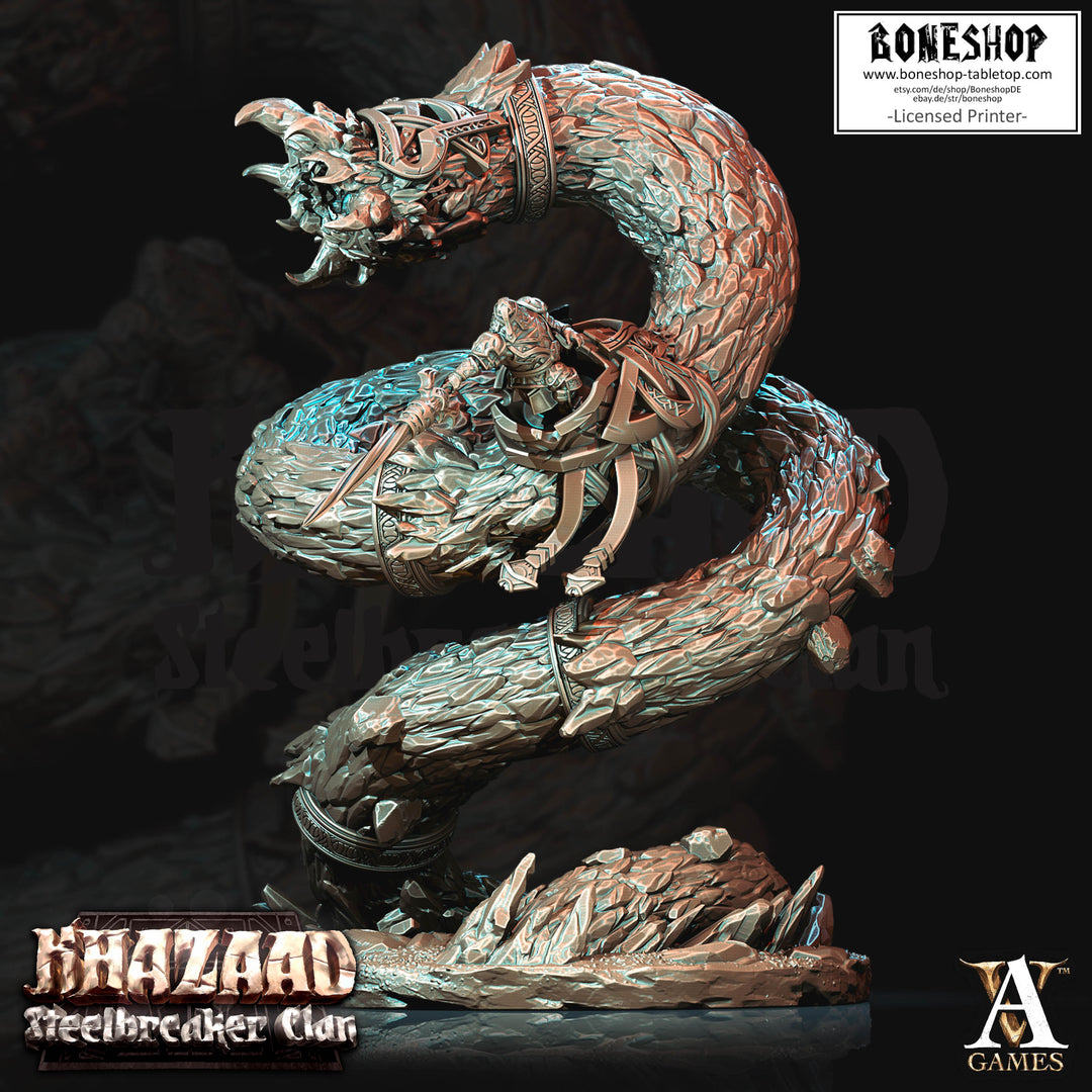 Khazaad - Steelbreaker Clan „Stoneworm 1 and Rider" 32mm - 40mm | RPG | Boneshop