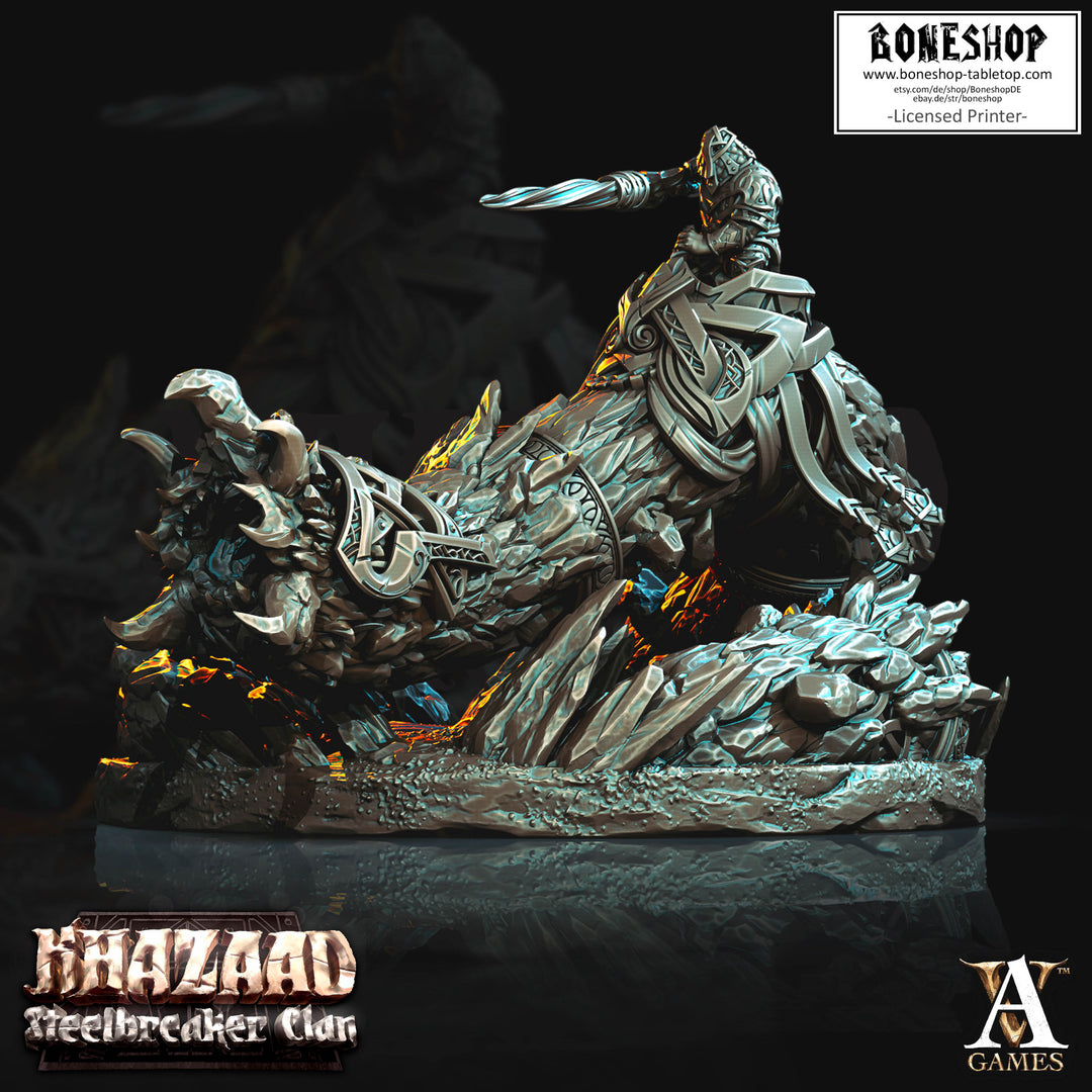 Khazaad - Steelbreaker Clan „Stoneworm 3 and Rider" 32mm - 40mm | RPG | Boneshop