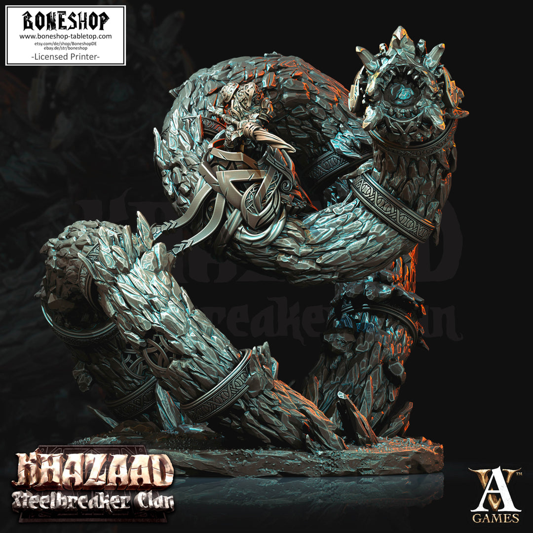 Khazaad - Steelbreaker Clan „Stoneworm 2 and Rider" 32mm - 40mm | RPG | Boneshop