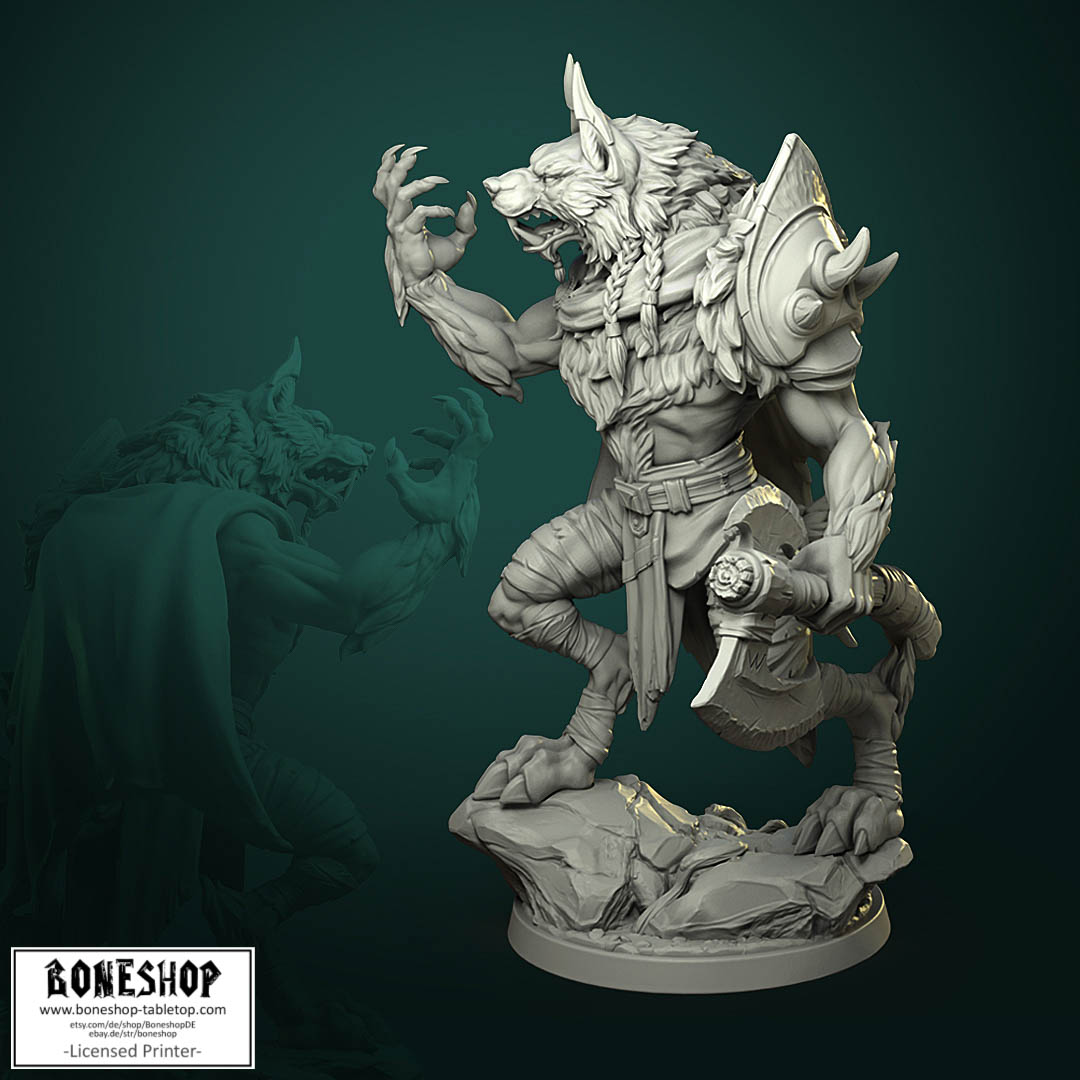 Werewolf Pack „Karrash V1“ White Werewolf Tavern | 28mm-35mm | RPG | Boneshop