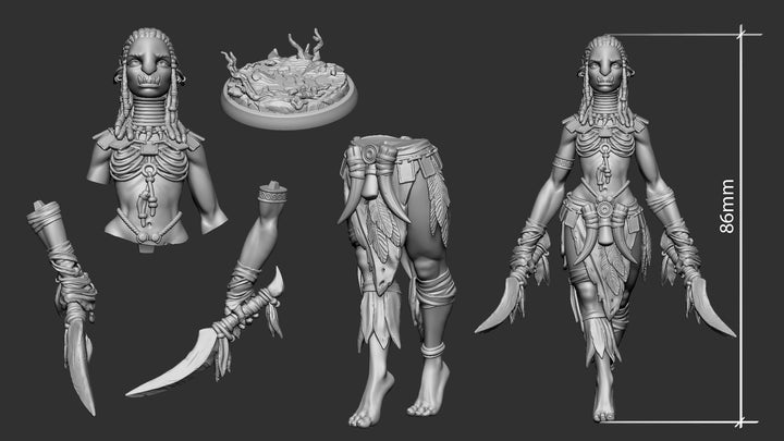 Barren Raiders „Trollgirl V2 75mm BOSS“ White Werewolf Tavern 28mm-35mm Boneshop