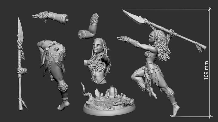 Barren Raiders „Trollgirl V3 75mm BOSS“ White Werewolf Tavern 28mm-35mm Boneshop