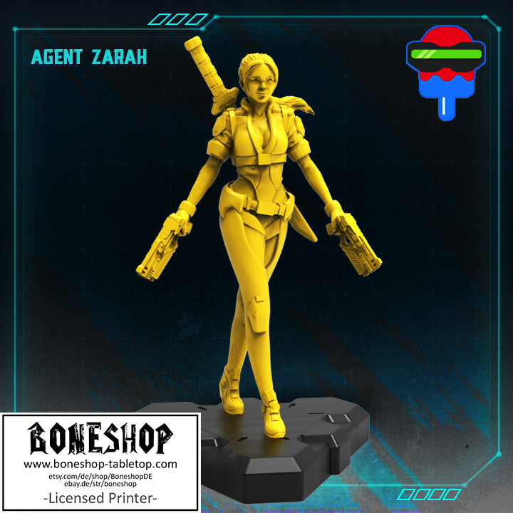 Pack 8 „Agent Zarah" Papsikels | 28mm - 35mm | Cyberpunk | RPG | Boneshop