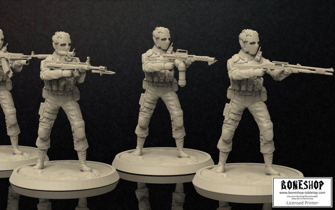 Soldiers „Bulletproof Mask Soldiers" 28mm - 35mm | RPG | DnD | Boneshop